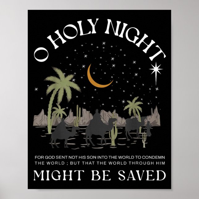 Oh Holy Night Jesus Nativity Scene Religious Merry Poster (Front)