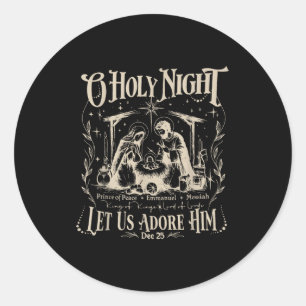 Oh Holy Night Let Us Adore Him Christmas Christian Classic Round Sticker