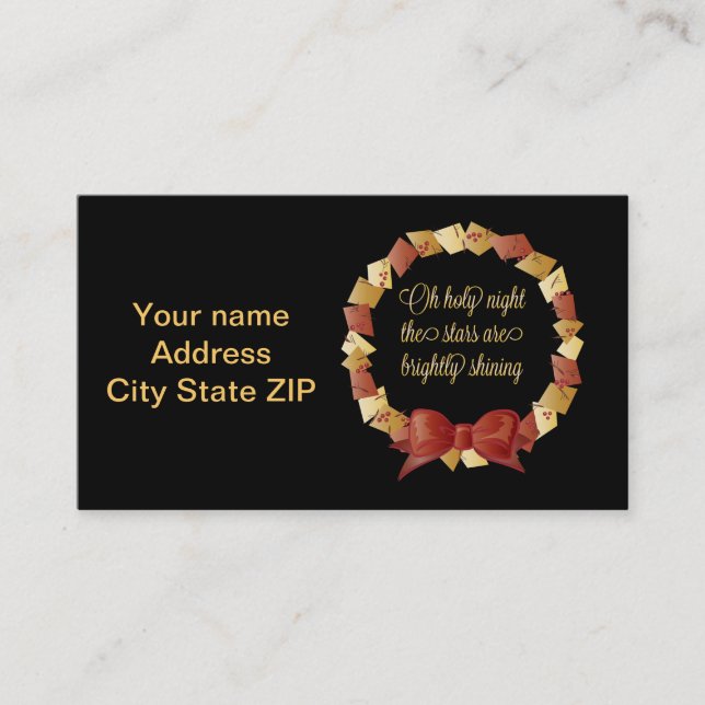 Oh Holy Night Lyrics Design Business Card (Front)