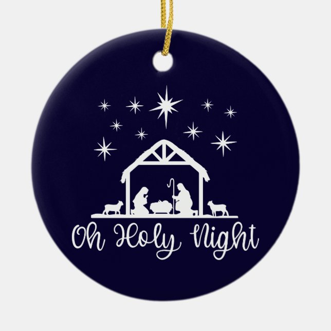 Oh Holy Night Nativity Family Photo Ceramic Ornament (Front)