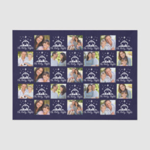Oh Holy Night Nativity Navy Blue Family Photo Tissue Paper