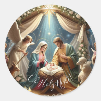 Oh Holy Night - Nativity scene Classic Round Sticker