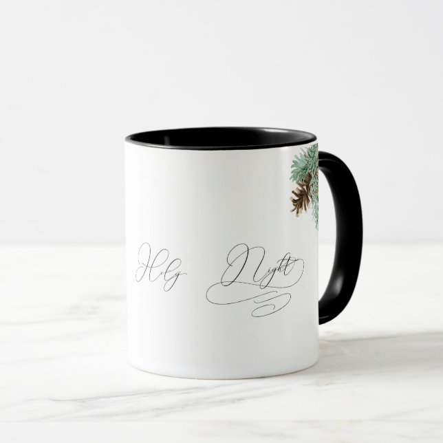 Oh Holy Night Pine Cone & Bough Christmas Mug (Front Right)