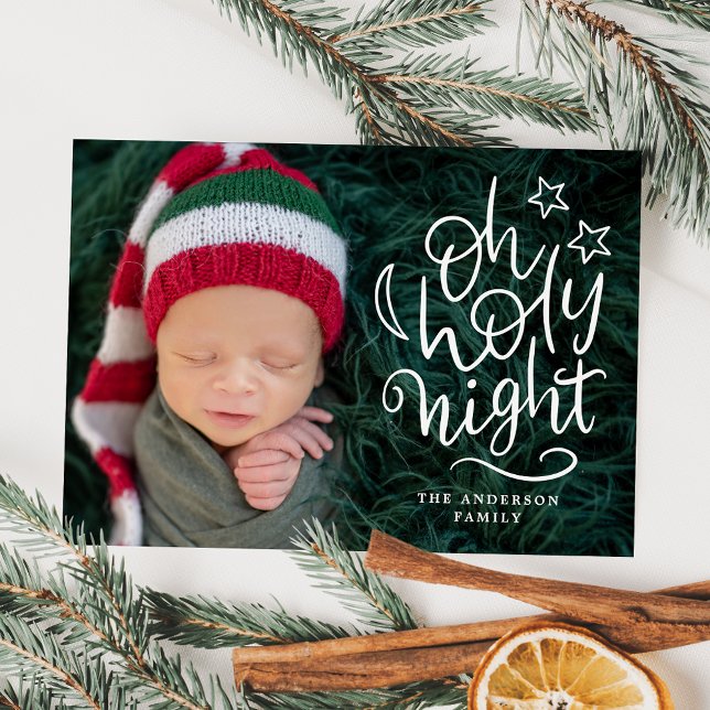 Oh Holy Night Religious Christmas Photo Holiday Card (Creator Uploaded)