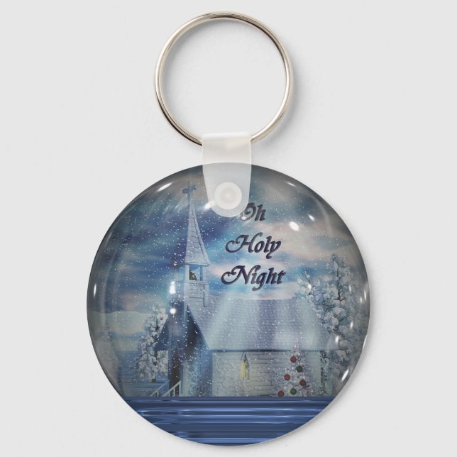 Oh Holy Night Snow Globe Key Ring (Front)