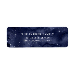 Oh Holy Night   Stars at Christmas Dark Blue Return Address Label