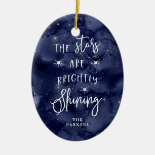Oh Holy Night Stars at Christmas with Photo Ceramic Ornament