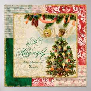 Oh Holy Night Vintage Christmas Carol Sheet Music Poster
