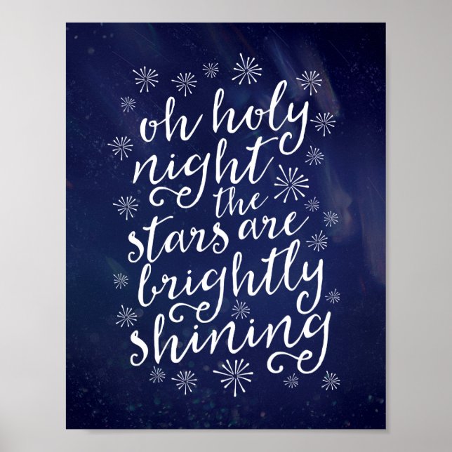 Oh Holy night watercolor Christmas print poster (Front)