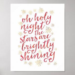 Oh Holy night watercolor Christmas print poster