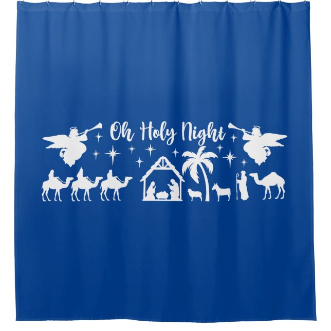 Oh Holy Night Whole Nativity Shower Curtain (Front)