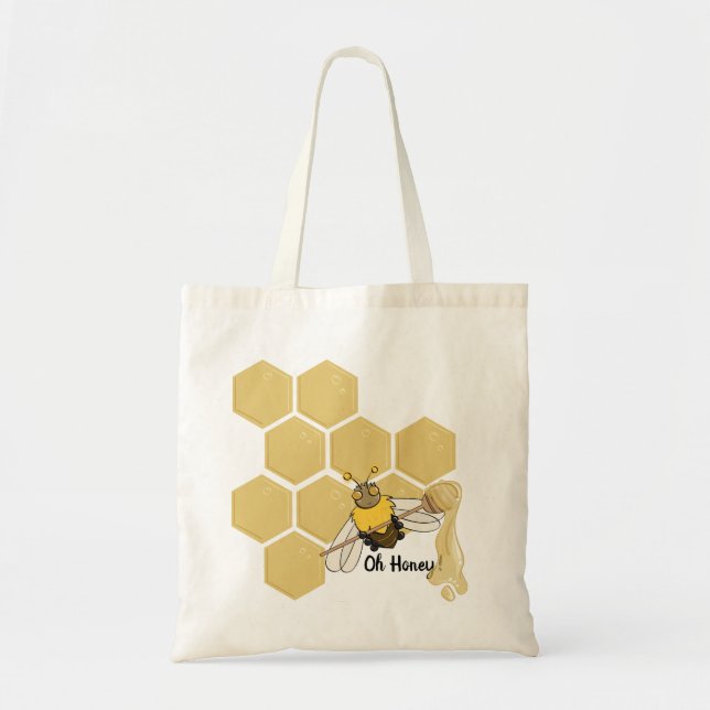 Oh Honey! Cartoon Bee Tote Bag (Front)
