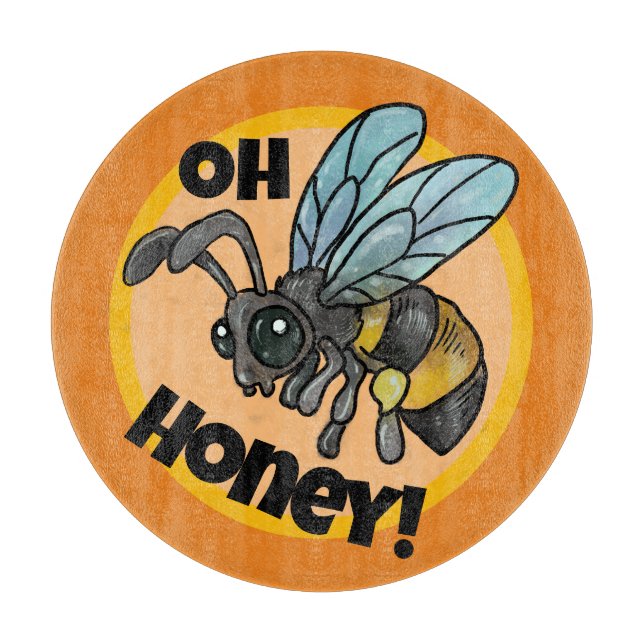 Oh Honey! Cute Bee Cutting Board (Front)