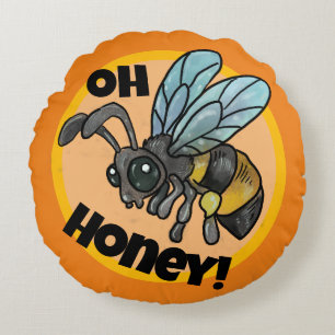 Oh Honey! Cute Bee Round Cushion