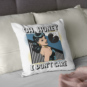 Oh, Honey - I Don't Care Pop Art Vintage Comic Cushion