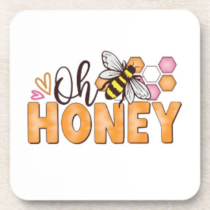 Oh Honey – Sweet Bumblebee & Geometric  Coaster