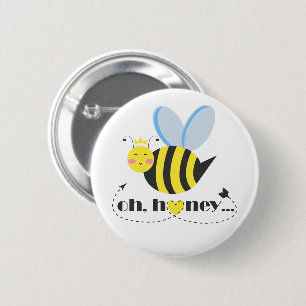 Oh Honey Valentines queen Bee character with tiara 6 Cm Round Badge