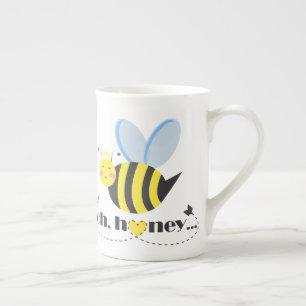Oh Honey Valentines queen Bee character with tiara Bone China Mug
