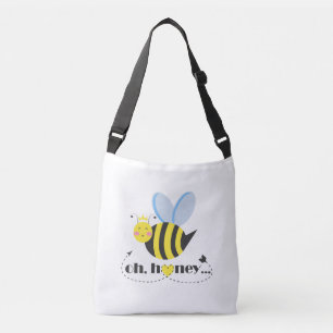 Oh Honey Valentines queen Bee character with tiara Crossbody Bag