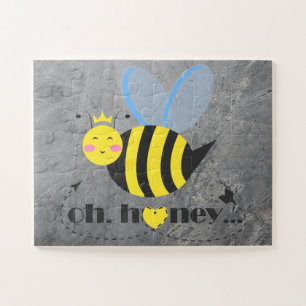 Oh Honey Valentines queen Bee character with tiara Jigsaw Puzzle