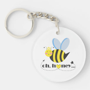 Oh Honey Valentines queen Bee character with tiara Key Ring