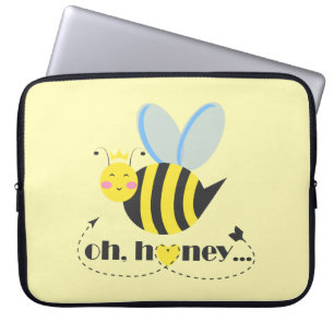 Oh Honey Valentines queen Bee character with tiara Laptop Sleeve