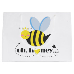 Oh Honey Valentines queen Bee character with tiara Large Gift Bag