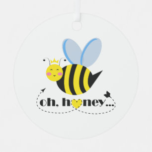 Oh Honey Valentines queen Bee character with tiara Metal Tree Decoration
