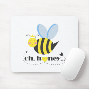 Oh Honey Valentines queen Bee character with tiara Mouse Pad