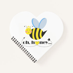 Oh Honey Valentines queen Bee character with tiara Notebook