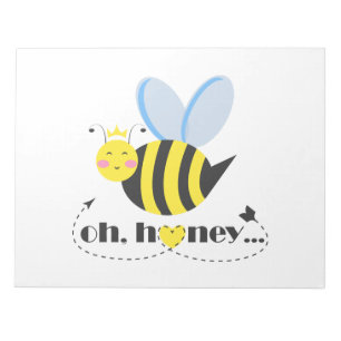 Oh Honey Valentines queen Bee character with tiara Notepad