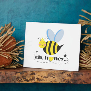 Oh Honey Valentines queen Bee character with tiara Plaque