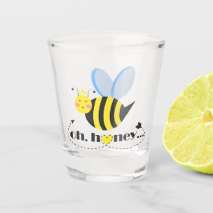 Oh Honey Valentines queen Bee character with tiara Shot Glass