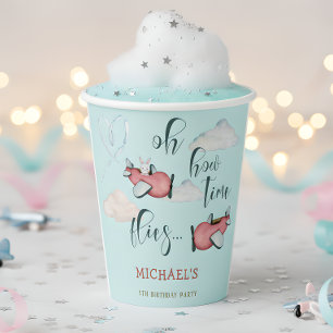 Oh how time flies retro plane boy birthday paper cups