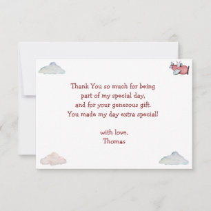 Oh how time flies retro plane boy birthday thank you card