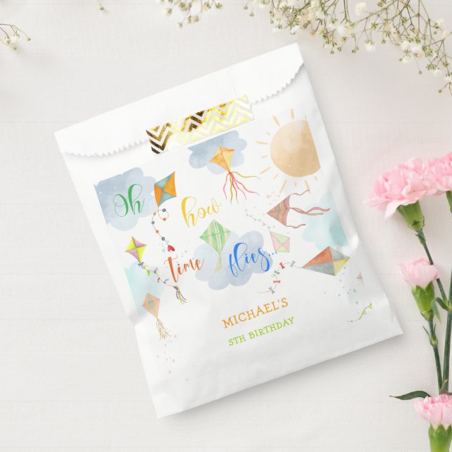 Oh how time flies watercolor kite birthday favour bag (Sealed)