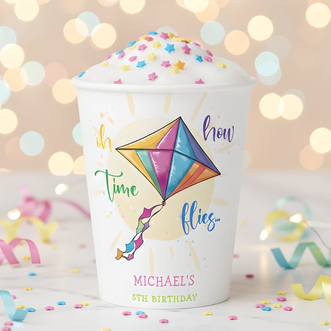 Oh how time flies watercolor kite birthday paper cups (Creator Uploaded)