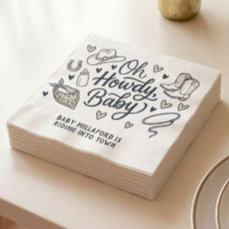 Oh Howdy Baby Cowboy Baby Shower Napkins | Western