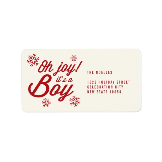 Oh Joy It's a Boy Baby 1st Christmas Address Label