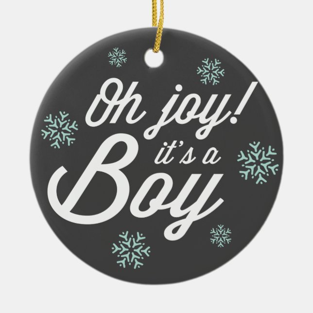 Oh Joy! It's a Boy Baby Christmas Photo Ornament (Front)