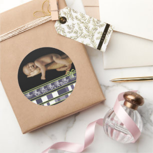 OH Joy... It's A Boy! Baby photo Classic Round Sticker