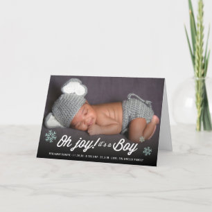 Oh Joy It's A Boy Photo Holiday Birth Announcement
