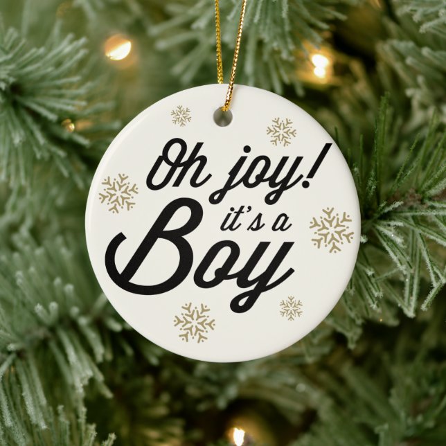 Oh Joy It's A Boy Photo Holiday Birth Announcement Ceramic Ornament (Tree)