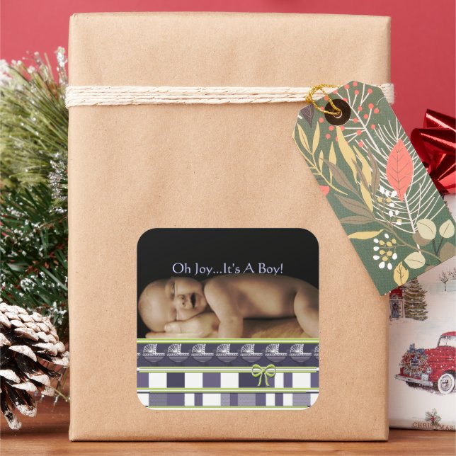 OH Joy... It's A Boy! Stickers Your baby photo (Holiday)