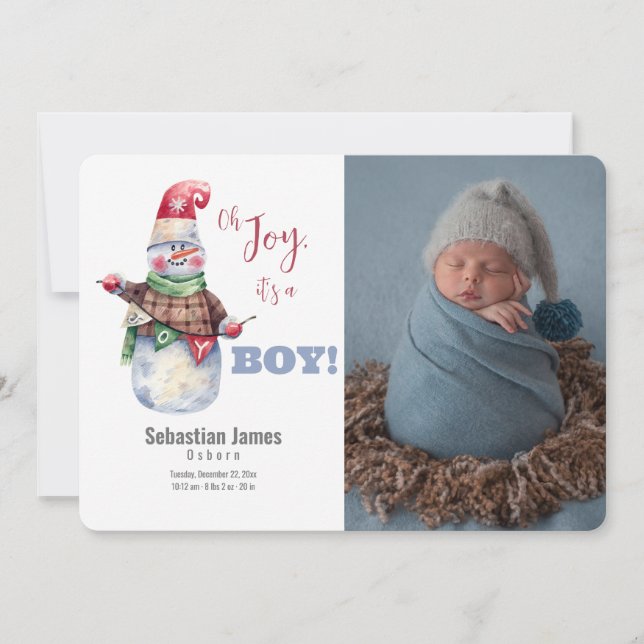Oh Joy Photo Baby Boy Birth Announcement (Front)