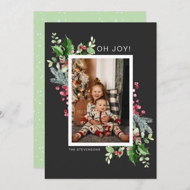 Oh Joy Photo Watercolor Christmas Greeting Card (Front/Back)