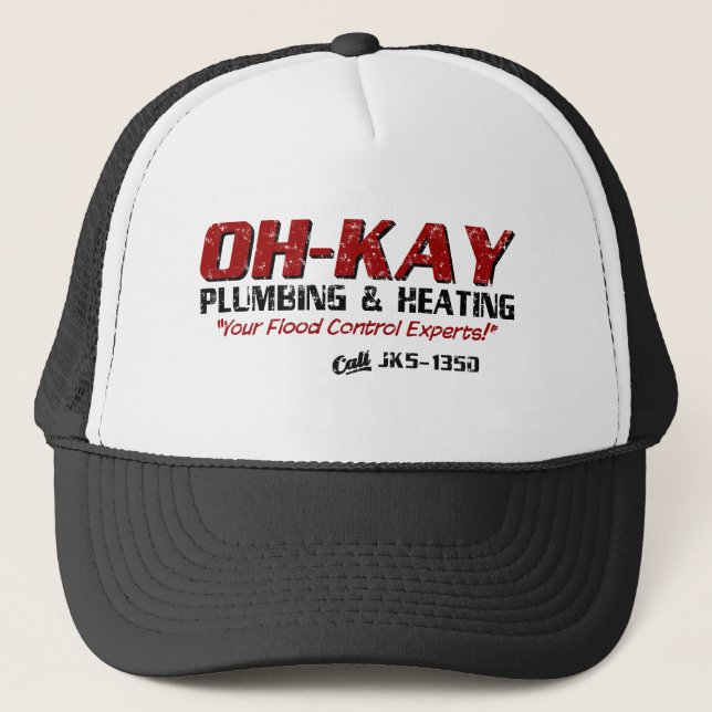 OH-KAY Plumbing & Heating (Distressed) Trucker Hat (Front)