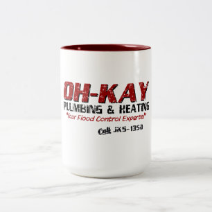 OH-KAY Plumbing & Heating (Distressed) Two-Tone Coffee Mug