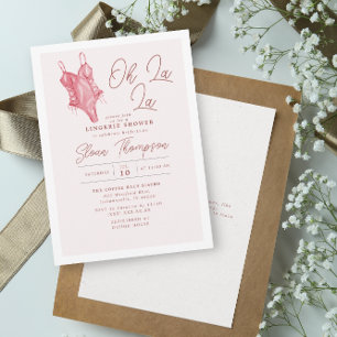 Oh La La Blush Lingerie Blush Bridal Shower Invitation