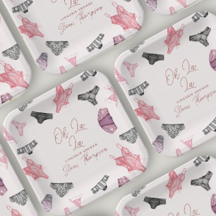 Oh La La Blush Lingerie Blush Bridal Shower Paper Plate